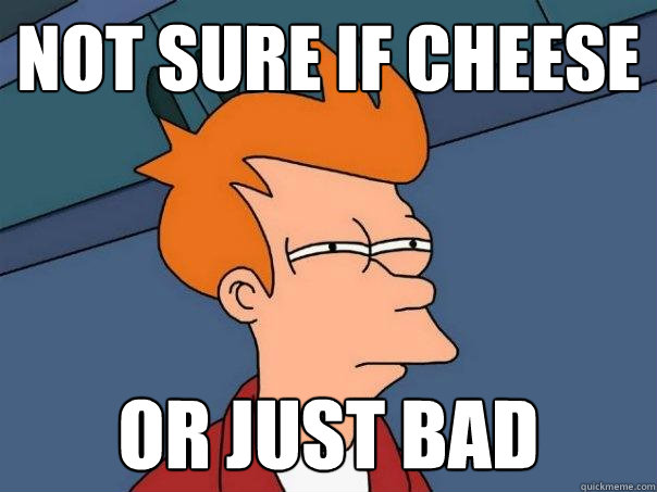 not sure if cheese or just bad  Futurama Fry