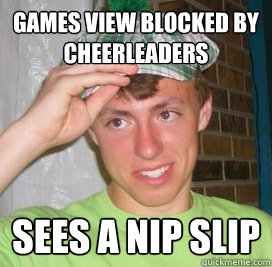 Games view blocked by cheerleaders sees a nip slip - Games view blocked by cheerleaders sees a nip slip  Lucky Luke