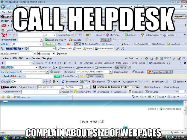 Call Helpdesk Complain about size of webpages  Parents Computer Problems