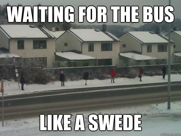 Waiting for the bus like a swede  waiting for the bus