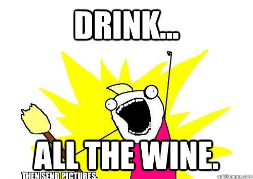 drink... All the Wine. then send pictures. - drink... All the Wine. then send pictures.  x all the y