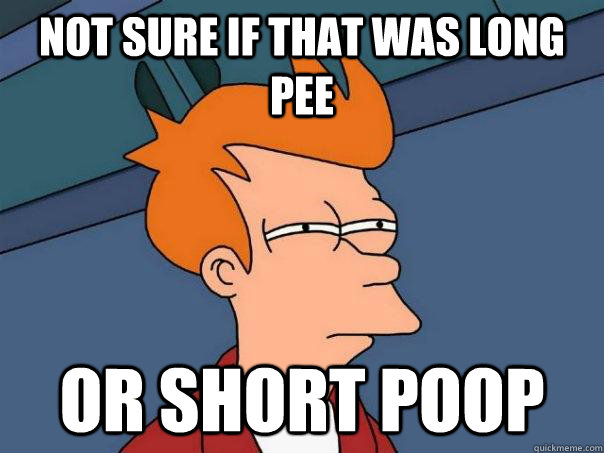Not sure if that was long pee Or short poop  Futurama Fry