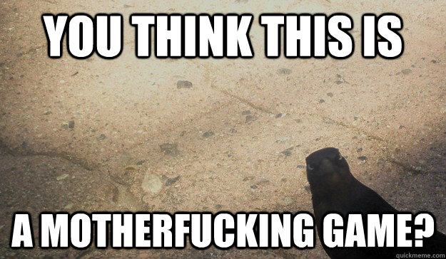 You think this is A motherfucking game?  