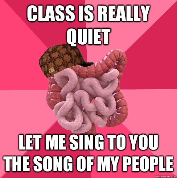 Class is really quiet Let me sing to you the song of my people  Scumbag Intestines