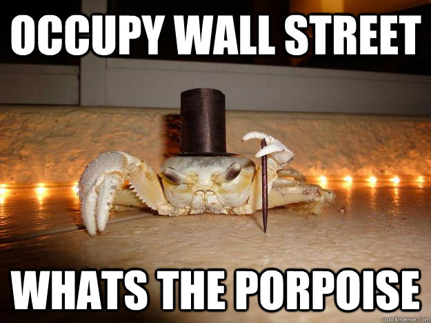 Occupy wall street whats the porpoise  Fancy Crab
