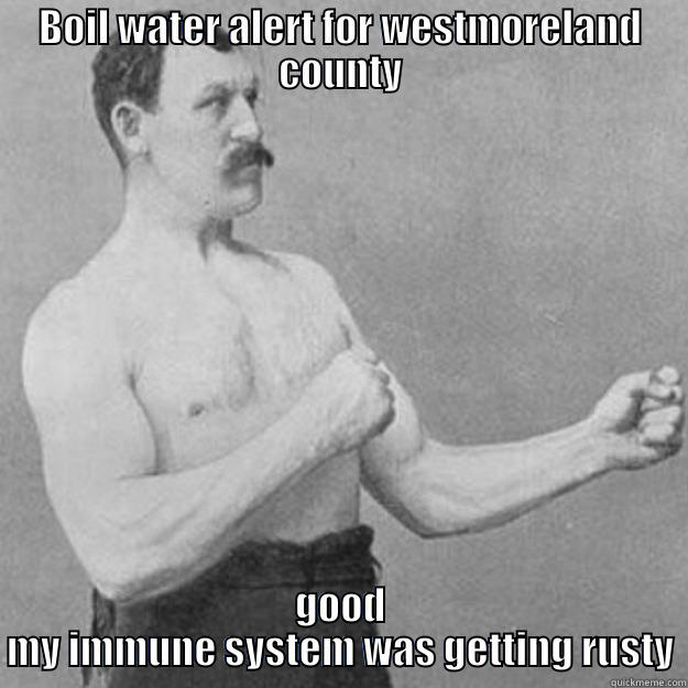 BOIL WATER ALERT FOR WESTMORELAND COUNTY GOOD MY IMMUNE SYSTEM WAS GETTING RUSTY overly manly man