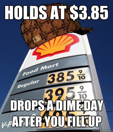 Holds at $3.85 Drops a dime day after you fill up  