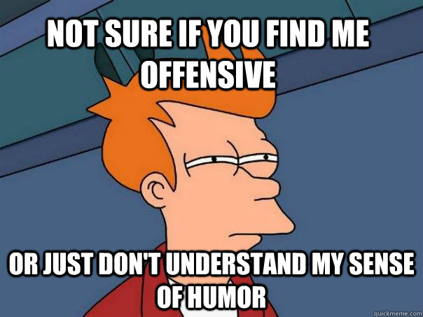 Not sure if you find me offensive  Or just don't understand my sense of humor  Futurama Fry