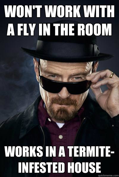 won't work with a fly in the room works in a termite-infested house - won't work with a fly in the room works in a termite-infested house  SCUMBAG WALTER WHITE