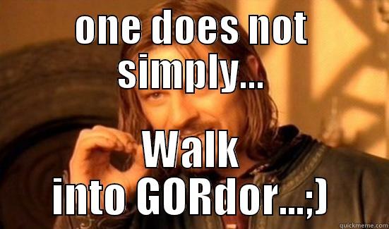 ONE DOES NOT SIMPLY... WALK INTO GORDOR...;) Boromir