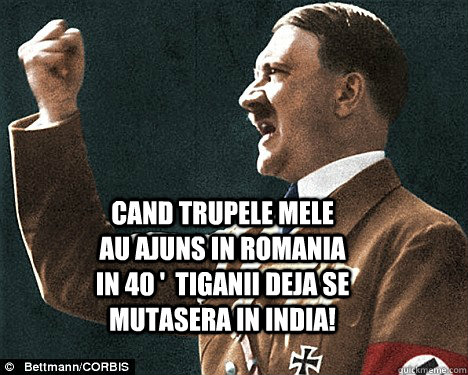 Cand trupele mele au ajuns in Romania in 40 '  tiganii deja se mutasera in India!   