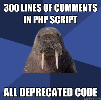 300 lines of comments in php script all deprecated code  Web Developer Walrus