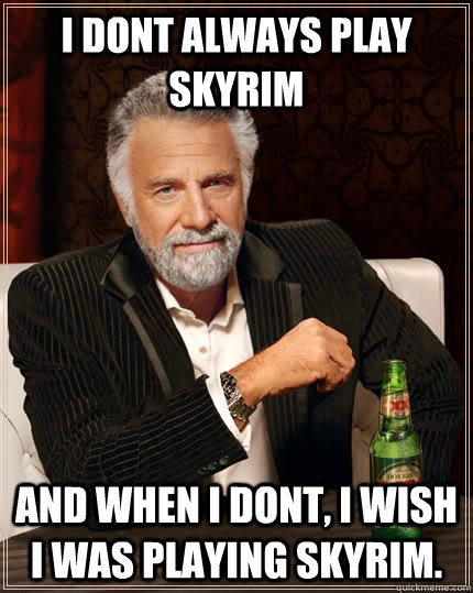 I dont always play skyrim and when I dont, i wish i was playing skyrim.  The Most Interesting Man In The World