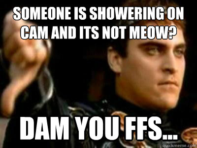 Someone is showering on cam and its not Meow? Dam you FFS...  Downvoting Roman