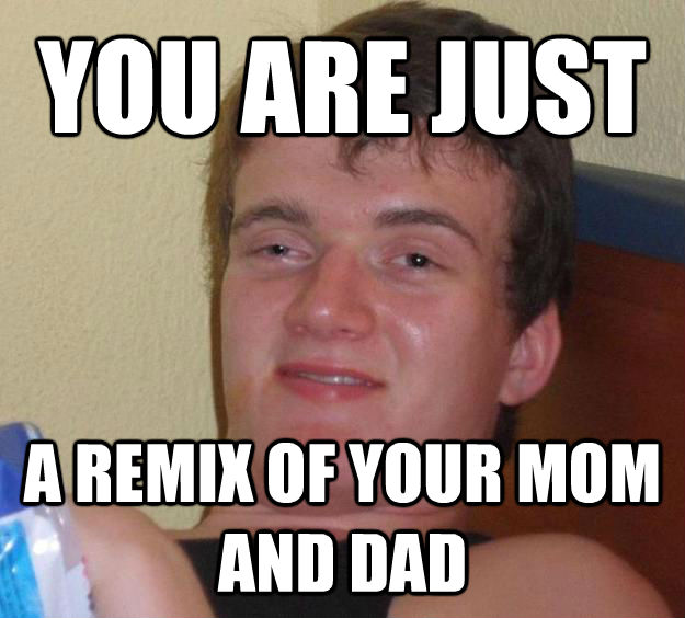 YOU ARE JUST A REMIX OF YOUR MOM AND DAD  untitled meme