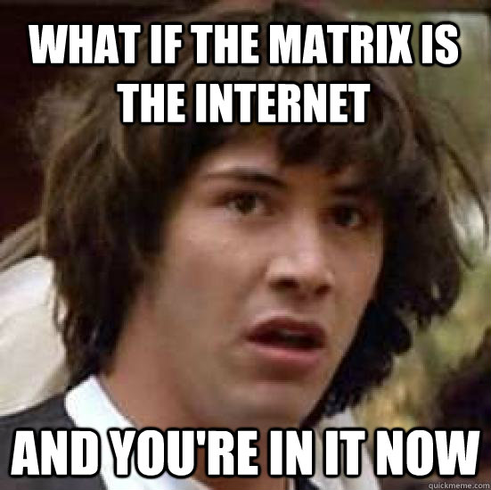 what if the matrix is the internet and you're in it now  conspiracy keanu