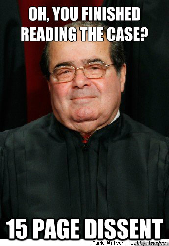 Oh, You Finished reading the case? 15 page dissent - Oh, You Finished reading the case? 15 page dissent  Scumbag Scalia