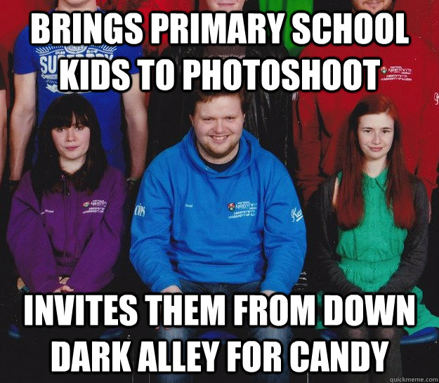Brings Primary school kids to photoshoot Invites them from down dark alley for candy  