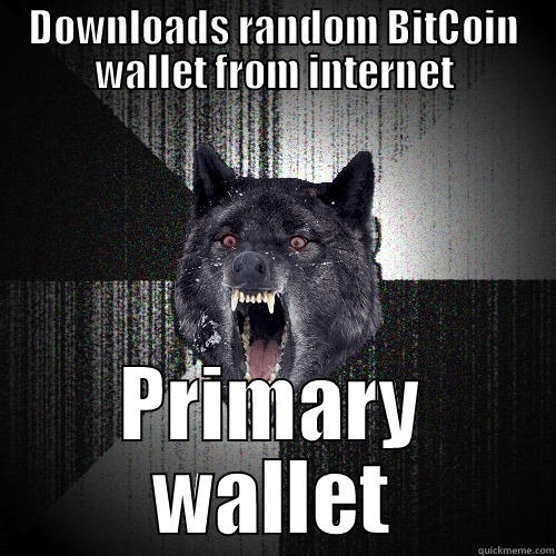 DOWNLOADS RANDOM BITCOIN WALLET FROM INTERNET PRIMARY WALLET Insanity Wolf