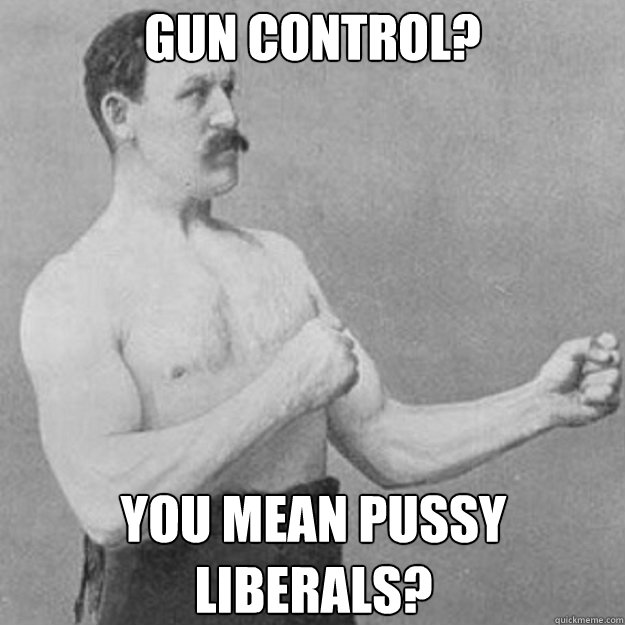 GUN CONTROL? YOU MEAN PUSSY LIBERALS?  overly manly man