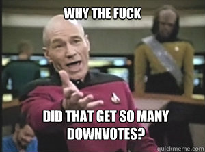 why the fuck DID THAT GET SO MANY DOWNVOTES? - why the fuck DID THAT GET SO MANY DOWNVOTES?  Annoyed Picard