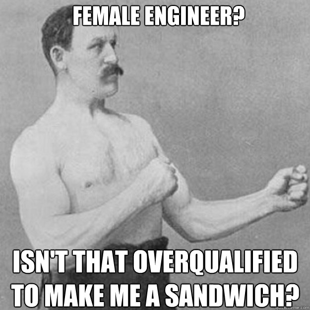 Female Engineer? Isn't that overqualified to make me a sandwich?  overly manly man