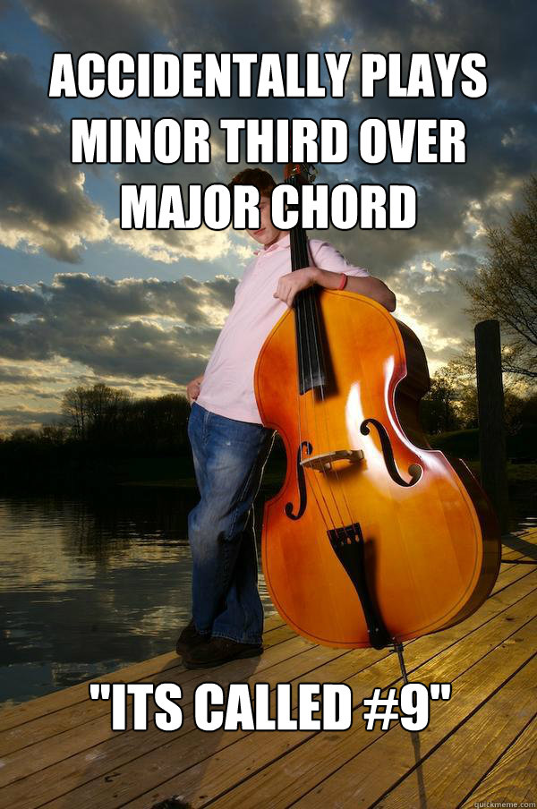 Accidentally plays minor third over major chord 