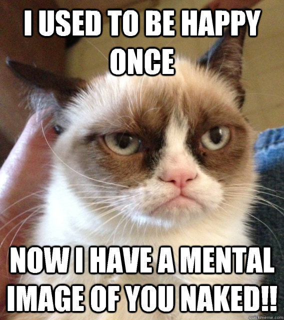 I used to be happy once Now I have a mental image of you naked!!  Grumpy KItty