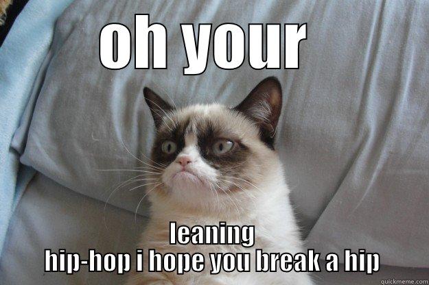 OH YOUR  LEANING HIP-HOP I HOPE YOU BREAK A HIP Grumpy Cat