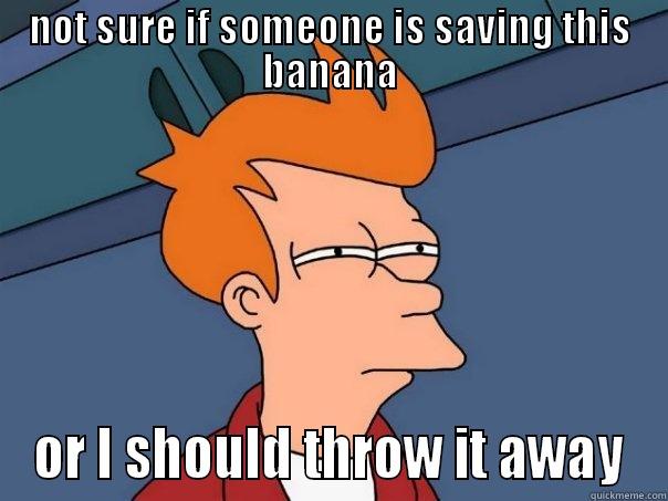 NOT SURE IF SOMEONE IS SAVING THIS BANANA OR I SHOULD THROW IT AWAY Futurama Fry