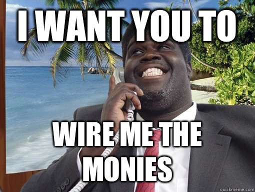 I WANT YOU TO  WIRE ME THE MONIES  George Fonejacker
