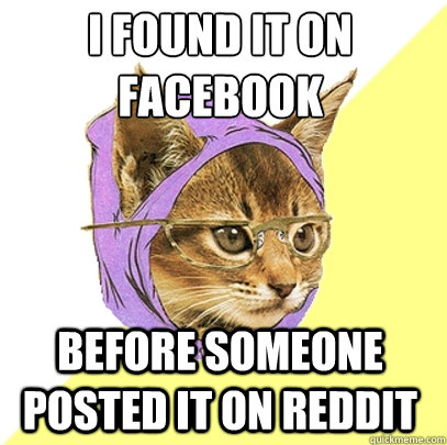 I found it on facebook before someone posted it on reddit  Hipster Kitty