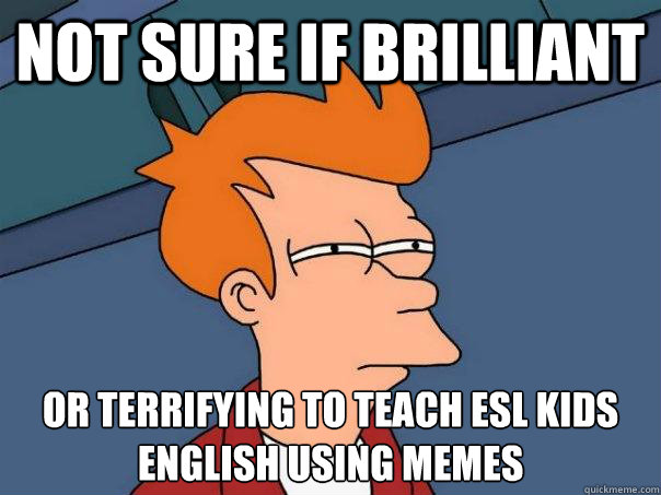 not sure if brilliant or terrifying to teach ESL kids english using memes - not sure if brilliant or terrifying to teach ESL kids english using memes  Futurama Fry