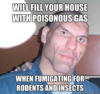 will fill your house with poisonous gas when fumigating for rodents and insects  