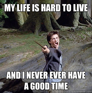 My life is hard to live And I never ever have a good time  Pissed off Harry