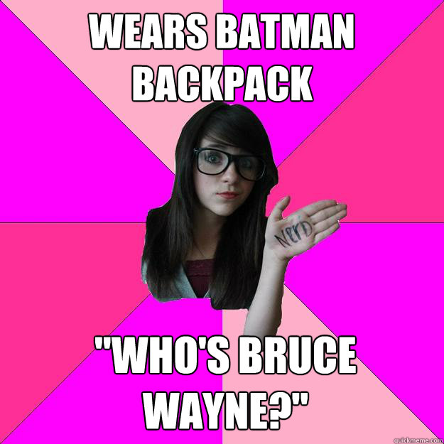 wears batman backpack 