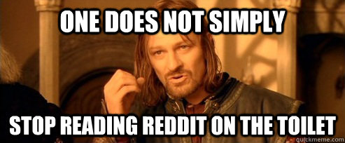 One does not simply stop reading reddit on the toilet  One Does Not Simply