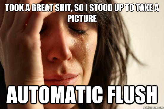 Took a great shit, so i stood up to take a picture Automatic Flush  First World Problems