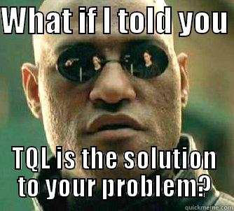 WHAT IF I TOLD YOU  TQL IS THE SOLUTION TO YOUR PROBLEM? Matrix Morpheus