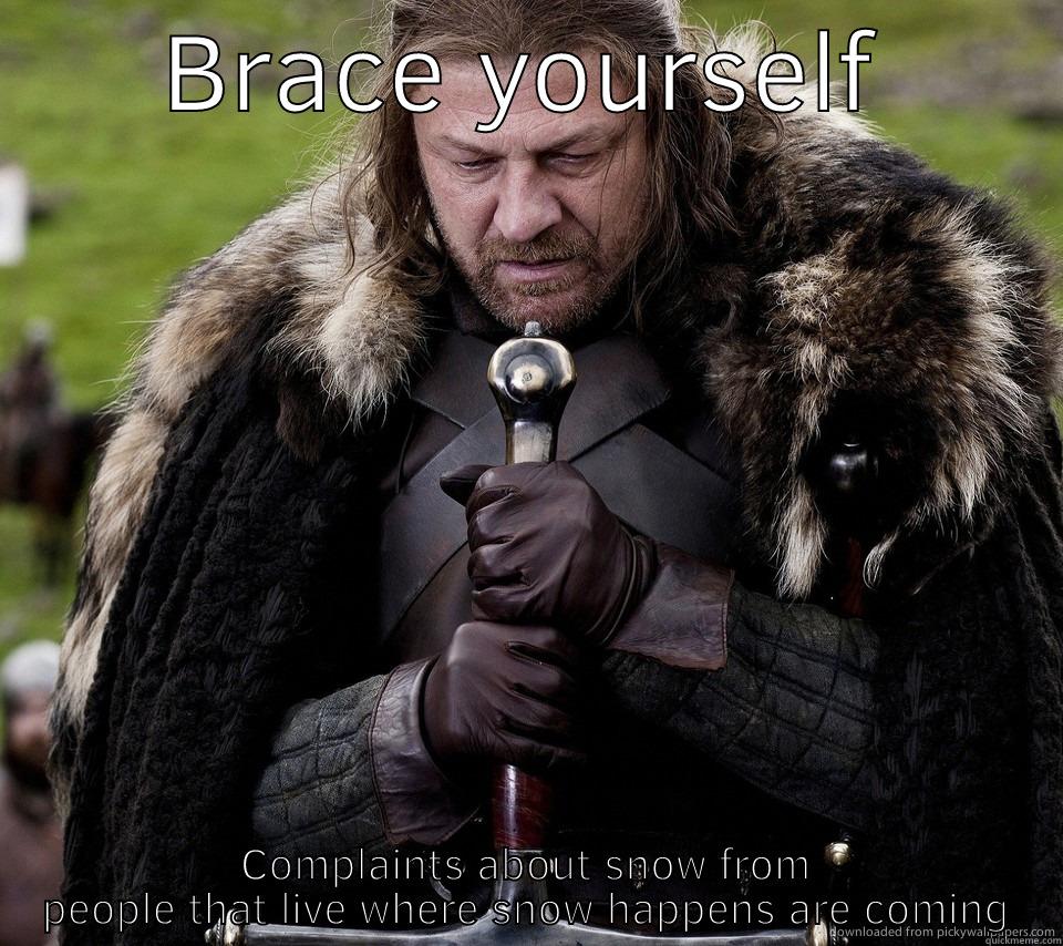 BRACE YOURSELF COMPLAINTS ABOUT SNOW FROM PEOPLE THAT LIVE WHERE SNOW HAPPENS ARE COMING Misc