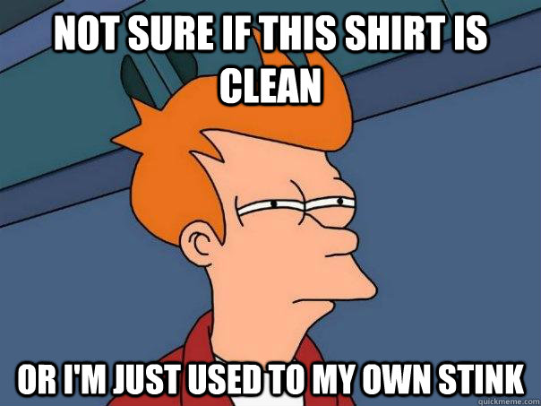 Not sure if this shirt is clean or I'm just used to my own stink  Futurama Fry