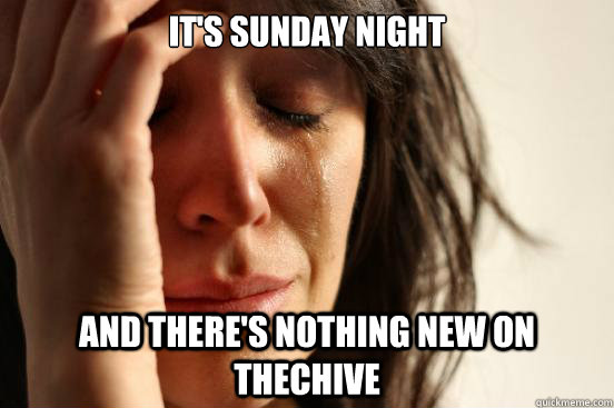 It's sunday night  and there's nothing new on theChive  First World Problems