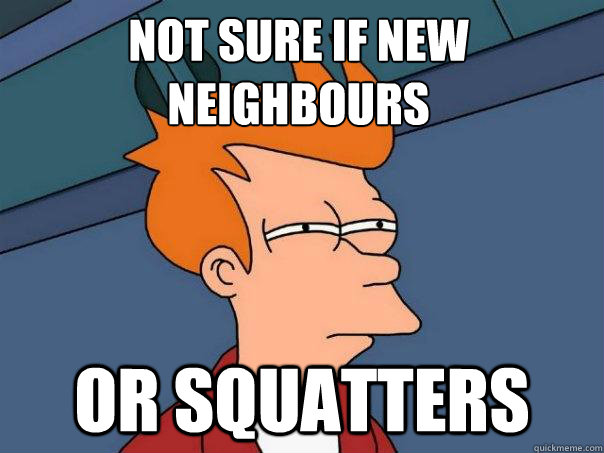 Not sure if new neighbours or squatters  Futurama Fry