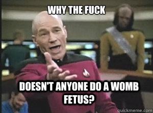 why the fuck doesn't anyone do a womb fetus?  Annoyed Picard