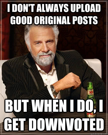 I don't always upload good original posts  but when i do, i get downvoted  The Most Interesting Man In The World
