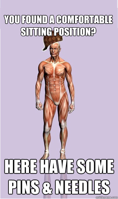 you found a comfortable sitting position? here have some pins & needles - you found a comfortable sitting position? here have some pins & needles  Misc