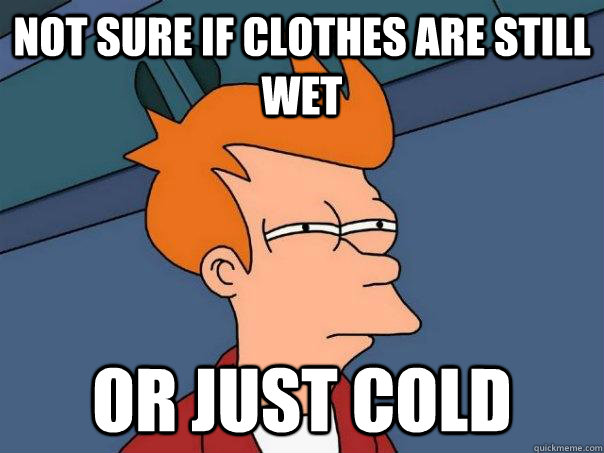 Not sure if clothes are still wet or just cold  Futurama Fry