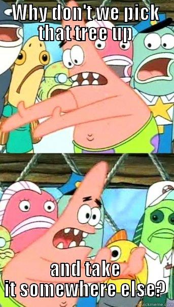 WHY DON'T WE PICK THAT TREE UP AND TAKE IT SOMEWHERE ELSE? Push it somewhere else Patrick