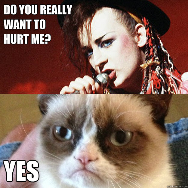 Do you really 
want to 
hurt me? Yes - Do you really 
want to 
hurt me? Yes  Grumpy Cat Boy George