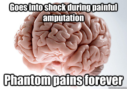 Goes into shock during painful amputation Phantom pains forever   Scumbag Brain